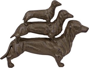 Butoir de Porte Vintage en Fonte Lourde, <span class=keywords><strong>Trio</strong></span> Stacked Teckel Wiener Dog Figurine - Product Image 3