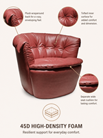 Fauteuil pivotant moderne en cuir ou tissu, style baril, pour salon, salle à manger, hôtel – Vente directe usine, OEM/ODM