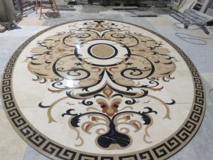 วอเตอร์เจ็ทพื้นหินอ่อนทรงกลมเหรียญกำหนดเองสำหรับทางเข้าวิลล่าล็อบบี้หินขัดมันหรูหราทันสมัยดีไซน์ปูพื้น - Product Image 6