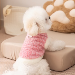 Chaleco de lana para perros pequeños, estampado de leopardo rosa y azul, cálido y grueso, con anillo para correa, ropa de otoño e invierno - Product Image 2