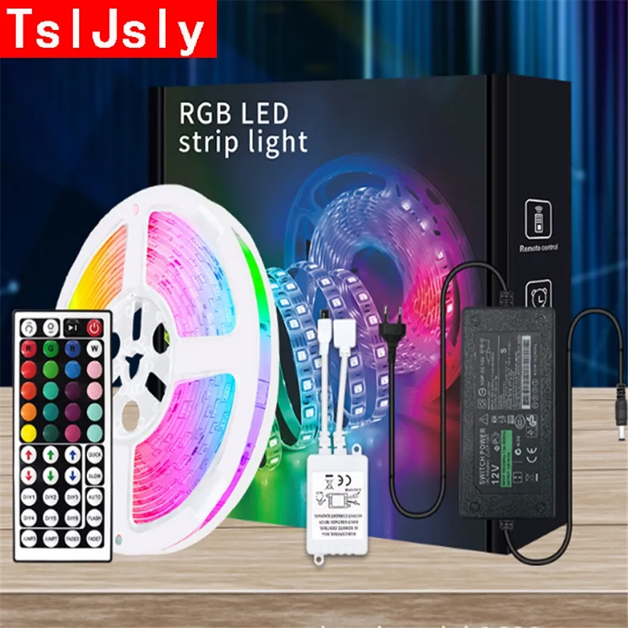 TSLJSLY Factory outlet IP20 44 key IR remote controlled 5050 5M 150LED 12V RGB LED strip with power adapter