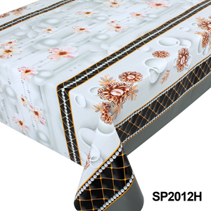 <span class=keywords><strong>Tovaglia</strong></span> in PVC di Lusso con Bordo a Griglia di Perle e Stampa Floreale, Impermeabile, Antimacchia, Facile da Pulire - Product Image 6
