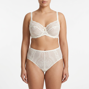 Ensemble de lingerie deux pièces pour femme avec soutien-gorge en dentelle à armatures et culotte taille haute assortie - Product Image 1