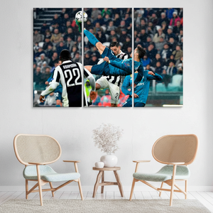 Cristiano Ronaldo Art Deco Panel Printed Football <b>Poster</b> for Home Decor SET of 3 CANVAS ART with HANGING FUNCTION - Product Image 3
