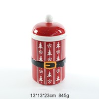 Boîte cadeau personnalisée en céramique arbre de noël rond en forme hermétique pot à biscuits bonbons café thé pot de rangement pour la maison