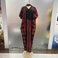 Robe pour femme en polyester imprimé, style ethnique décontracté, tendance 2025, pour les fêtes, style africain, ample, anti-froissement, avec dentelle