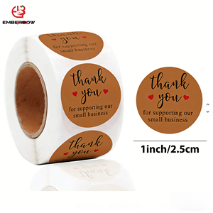 EBB Custom Christmas <b>Waterproof</b> Round Thank You Stickers Glossy Roll Xmas Candle Gift Box Packaging Adhesive Sealing <b>Labels</b> - Product Image 1