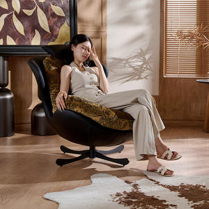 Sillón Individual de Estilo Retro, Giratorio y Reclinable, Estructura de Marco, Diseño Italiano Minimalista, Silla de Descanso - Product Image 1