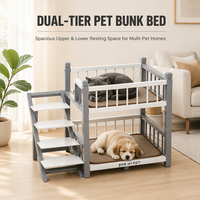 Lit superposé moderne en bois écologique pour chat avec escalier, design double couche amovible pour petits chiens et chats dans le salon