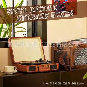 Wooden <b>record</b> <b>holder</b>, classic cube <b>record</b> organizer, brown vinyl <b>record</b> rack - Product Image 3
