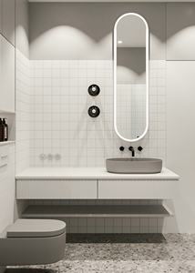 Ensemble d'armoires d'éclairage de vanité de salle de bain flottantes de 30 pouces à montage mural pour hôtel de luxe avec luminaire pour la maison - Product Image 5