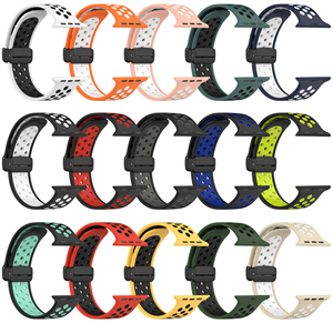 Precios al por mayor Dual Color Sport Soft Silicone Strap Band 44mm Hombres Mujeres Correas de reloj 40mm Correa de reloj de silicona - Product Image 2