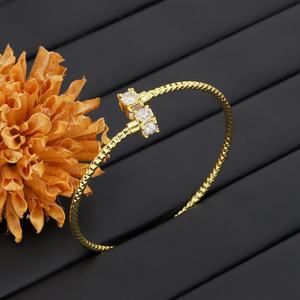 JXX Women's 24K <b>Gold</b> Plated <b>Bead</b> Bangles Zircon Wedding Accessories Fashion <b>Bracelet</b> Elegant Jewelry - Product Image 5