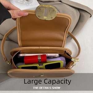 Sac à main de luxe de haute qualité pour femmes, sac bandoulière à rabat, cuir PU, couture, style féminin tendance - Product Image 4