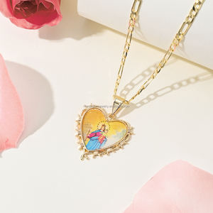 新しいカスタマイズ可能なパターンライトラグジュアリーハート型ペンダントSaint Michael <span class=keywords><strong>Archangel</strong></span>宗教的ペンダントチャーム - Product Image 2