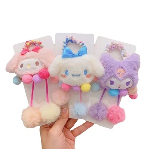 Élastique à cheveux <span class=keywords><strong>pour</strong></span> filles, motif dessin animé, avec boule de fourrure moelleuse, mignon, très élastique et durable, <span class=keywords><strong>pour</strong></span> queue de cheval et chignon - Product Image 5
