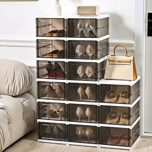Nouvelle arrivée Haogle, boîte de rangement pour chaussures en plastique PP magnétique pliable rectangulaire avec une capacité de 6 à 10 L, design moderne - Product Image 4