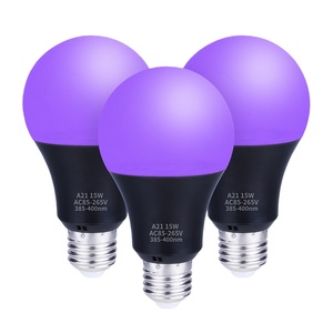 Ampoule LED UV ultraviolette à lumière violette 395nm Noir <span class=keywords><strong>E27</strong></span> <span class=keywords><strong>E26</strong></span> 9.5W A19 A21 15W Halloween Atmosphère fluorescente hantée Violet - Product Image 1