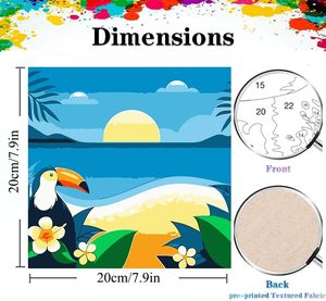 Paquete de 4 pintura por números <span class=keywords><strong>para</strong></span> adultos principiantes DIY pintura acrílica por números Kit <span class=keywords><strong>con</strong></span> lienzo enmarcado paisaje playa pared arte hogar - Product Image 2