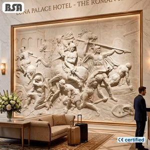 Relieve de Mármol Tallado a Mano con Escena de Guerra Griega Antigua de la Sociedad Británica de Exploración (BSA), Mural de Piedra con Batalla Épica para Decoración de Vestíbulos de Hoteles de Lujo y Paredes de Villas - Product Image 1