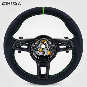 Volante de Cuero Gamuzado con Costuras Verdes, Volante Modificado Personalizado, Apto para Porsche 718, 911, Cayenne, <span class=keywords><strong>Macan</strong></span> - Product Image 4