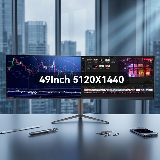 Factory Customizable 49-Inch 5K/75HZ/144HZ 1ms No Border Gaming Monitor for Desktop Computer Display