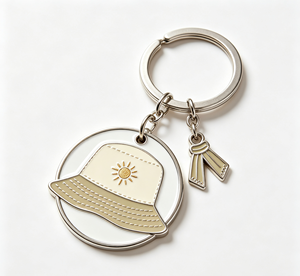 Bucket Hat Metal Key Chain Enamel Alloy <b>Keyring</b> Sun <b>Charm</b> Gift Accessory - Product Image 4