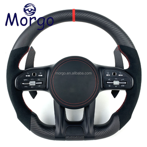 Volant personnalisé en fibre de carbone et cuir Morgo pour Mercedes-Benz <span class=keywords><strong>GT</strong></span> avec style sport racing en cuir noir - Product Image 1