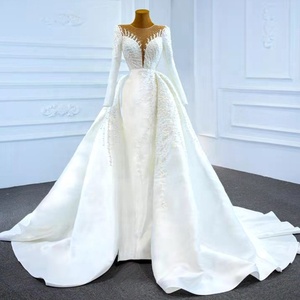 Jancember RSM67215 <span class=keywords><strong>Abito</strong></span> da <span class=keywords><strong>Sposa</strong></span> di Lusso a Sirena con Paillettes e Maniche Lunghe - Product Image 2