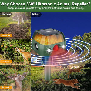 Chingyoo Modern ABS Ultrasonic Animal <strong>Repeller</strong> 2024 Upgraded 5 Modes Solar <strong>Powered</strong> Motion Sensor &amp; Flame Light For Dogs &amp; <strong>Birds</strong> - Product Image 3