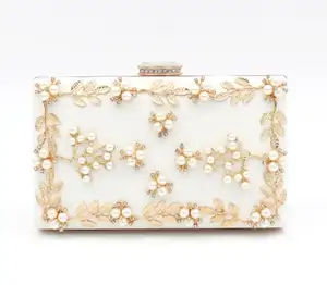 2023 alibaba factory ladies gold clutch evening bags with stones, new design elegant woman party evening bag clutch all flowers