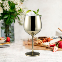 Verre à vin rouge de style européen 500 ml avec pied en métal 18 oz Verre à champagne en acier inoxydable incassable Logo personnalisable