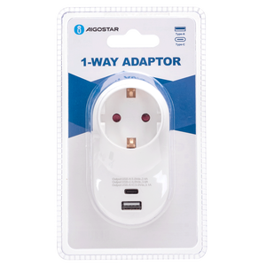 Adaptador de corriente, 1 a 1, 16A, con puertos USB y tipo C, ideal para cargar dispositivos electrónicos en viajes. - Product Image 3