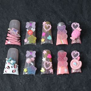Venta al por mayor 10 piezas Premium Hello Kitty pato forma de pico <span class=keywords><strong>uñas</strong></span> <span class=keywords><strong>postizas</strong></span> hechas a mano acrílico prensa en las <span class=keywords><strong>uñas</strong></span> - Product Image 2