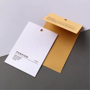 Sustainable Special Eco Friendly FSC Paper Tag Folding Hang Tag <b>String</b> Luxury Pink Color Jeans Paper Hang Tag - Product Image 2