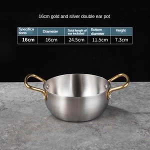 Pentola di Ramen a doppio manico stile coreano oro acciaio inossidabile multifunzione zuppa a doppio orecchio pentola Mini pentola calda - Product Image 6