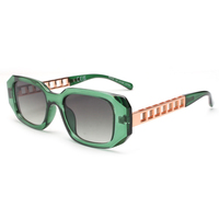 Vente en gros, offre spéciale, lunettes de soleil carrées à grande monture, lunettes de soleil avec chaîne, temple, design italien, lunettes de soleil avec protection UV
