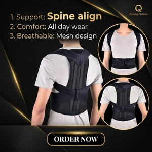 <span class=keywords><strong>Correcteur</strong></span> de posture réglable pour femmes et hommes, ceinture de soutien lombaire respirante, attelle de clavicule et de colonne vertébrale, soulagement des douleurs dorsales - Product Image 2