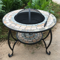 Tuile de mosaïque ronde de style vintage Table de foyer pour barbecue extérieur Chauffage extérieur Camping