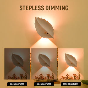 Lampe murale en forme de feuille RGBW à télécommande, capteur de mouvement et rechargeable par USB, lumière de nuit LED à intensité variable pour chambre à coucher, salon - Product Image 4