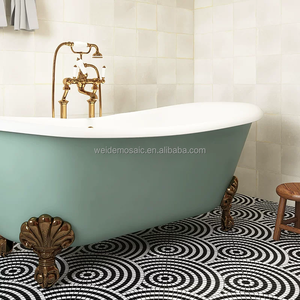 Mosaïque de marbre beige courbée pour la décoration des murs et des sols, design moderne à motif ondulé, murs et sols extérieurs - Product Image 2