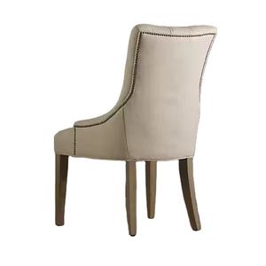 TOSEE Chaise de salle à manger rembourrée moderne élégante, nature, blanche, style ferme, têtes de clous brillantes, pieds en bois et caoutchouc pour la maison, hôtel - Product Image 4