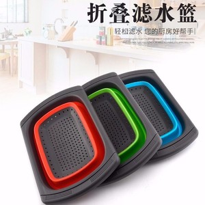 Foldable and extendable drain <b>basket</b> for washing vegetables, double-layered and thickened, suitable for household kitchen <b>sinks</b> - Product Image 1