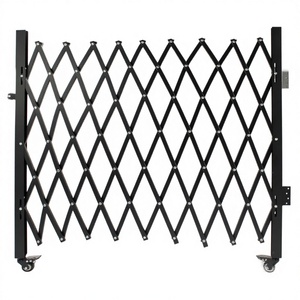 Barrière de sécurité accordéon doublement pliable en acier 7,1x12,5 pi, extensible, traitée thermiquement, industrielle, à roulement à 360° - Product Image 3