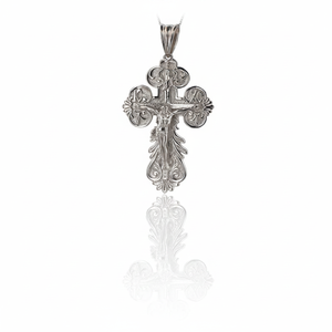 Collier à breloques croix de jésus en or massif 14 carats Bijoux fins à la mode pour femmes Cadeau fait à la main en Turquie - Product Image 2