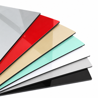 Panneau ACP revêtu de PE PVDF haute brillance 1220x2440mm, plusieurs couleurs unies pour la décoration intérieure et extérieure