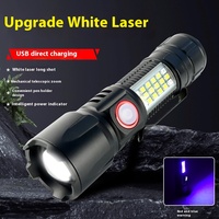Nouvelle lampe torche en aluminium rechargeable, portable, d'urgence, mini, multifonction, avec lumière latérale puissante, lampe de patrouille, vente en gros