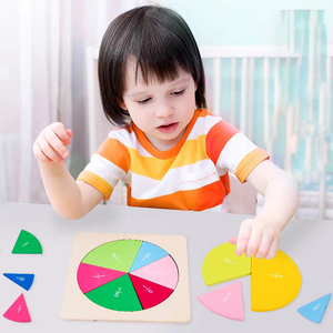 Rompecabezas de forma geométrica de madera, juguete de Educación Temprana, combinación igual de <span class=keywords><strong>fracciones</strong></span> para niños, rompecabezas para bebés, caja de funciones de aprendizaje, embalaje - Product Image 4