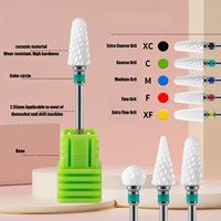 Ensemble de forets à ongles en céramique avec support pour lime à ongles électrique manucure pédicure 3/32 ''(2.35mm) mèches à cuticules