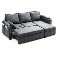 L-förmiges Ausziehbares Schlafsofa mit Verstautem Stauraum Modernes Design für Schlafzimmer Wohnzimmer & Kleine Apartments